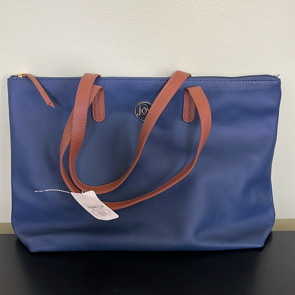 NWT Leather Joy Mangano RFIDBlocking Tote Bucket Shopper CarryOn - Picture 16 of 16